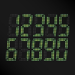 Digital glowing numbers set of vector