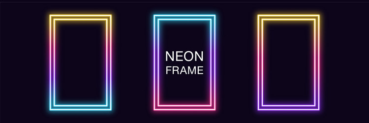 gradient neon rectangle frame set rectangular vector image