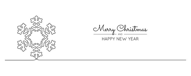 one continuous line drawing of christmas snowflake vector image