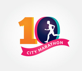 Running marathon icon and symbol with number vector