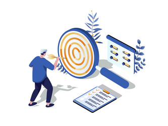 setting goals concept 3d isometric web scene vector image