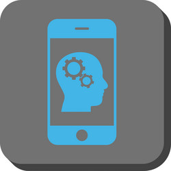 smartphone intellect gears rounded square button vector image