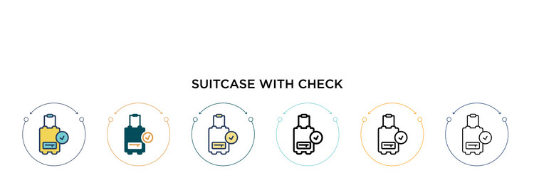 suitcase with check icon in filled thin line vector image