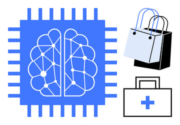 artificial intelligence brain circuit connected vector image