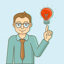 character in flat style - smart man with idea vector