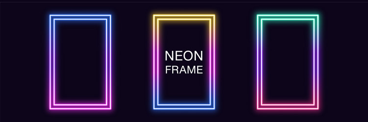 gradient neon rectangle frame set rectangular vector image