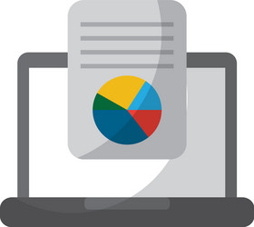 Laptop computer screen document file graph diagram vector