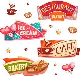 set of brightly banners for cafe bakery vector