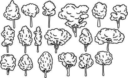 Tree Sketch Set - Diverse Woodland Forms vector image
