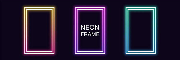gradient neon rectangle frame set rectangular vector image