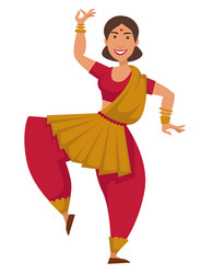 indian woman in sari dancing traditional dance Vector Image