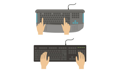 Top view male hands on computer keyboard set vector