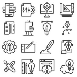 Workflow & Project Icons - Line Art vector image
