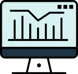 computer static graph monitor flat color icon vector image