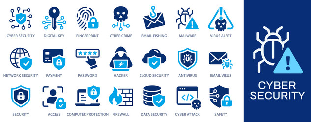 cyber security icons such as shield access vector image