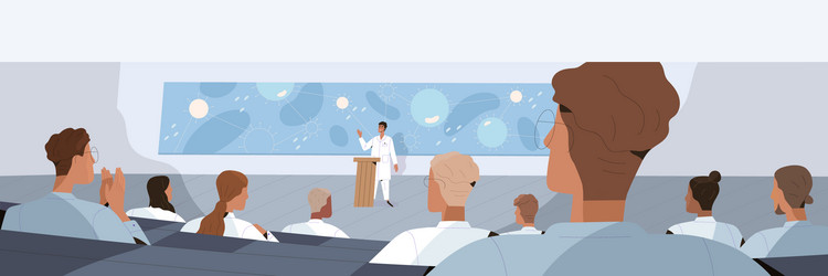 doctors listening to lecture scientist during vector image