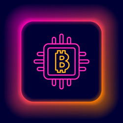 glowing neon line cpu mining farm icon isolated vector image