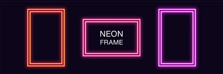 neon rectangle frame set rectangular vector image