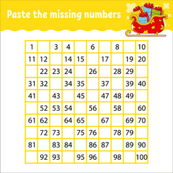 paste missing numbers from 1 to 100 vector image