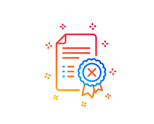 reject certificate line icon decline document vector image