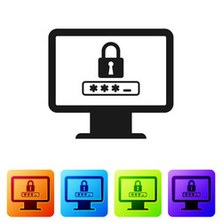 black monitor with password notification and lock vector image