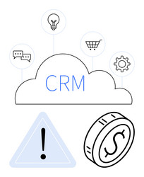 crm concept with cloud business icons and dollar vector image