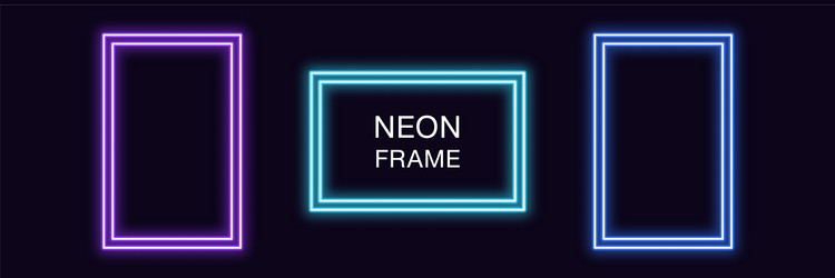 neon rectangle frame set rectangular vector image