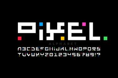pixel style font alphabet letters and numbers vector image