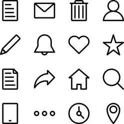 user interface icon set in outline style vector image