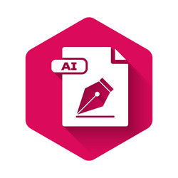 white ai file document download button icon vector image