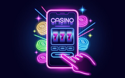 Casino online vegas 777 slots phone screen game vector