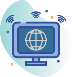 isolated global sphere inside computer line fill vector image