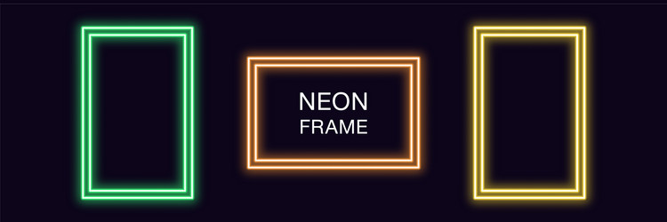 neon rectangle frame set rectangular vector image