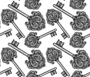 seamless pattern with hand drawn keys vector image