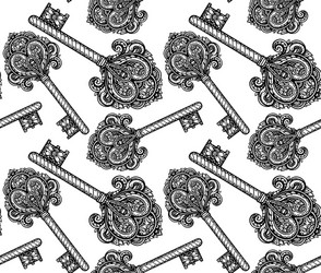 seamless pattern with hand drawn keys vector