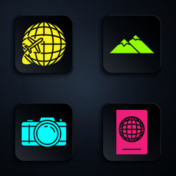 set passport with biometric data globe vector image
