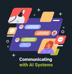 communicating with ai systems chatbot interaction vector image