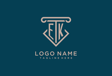 ek initial with pillar icon design clean vector image