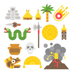 flat design mayan items set vector