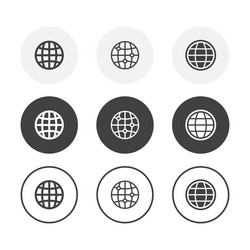 Set 3 simple design globe icons rounded vector