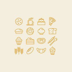 Set of linear icons and related to bakery vector