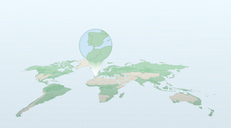 world map in perspective showing the location vector image