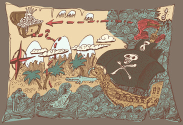 Pirate treasure map hand drawn Royalty Free Vector Image