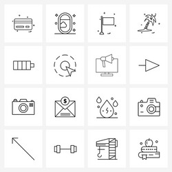 modern style set 16 line pictograph grid based vector image