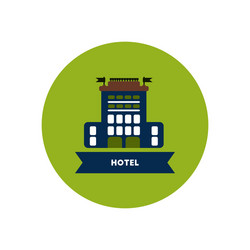 stylish icon in color circle building hotel vector image