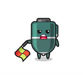 ballpoint character as line judge hold the flag vector image