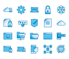 data line and gradient style icon set vector image