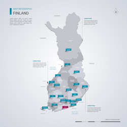 finland map with infographic elements pointer vector image