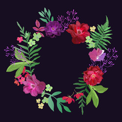 Floral Wreath with Leaves Vector Image