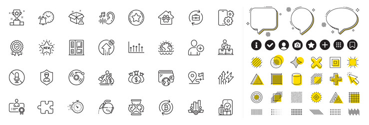 set of timer teamwork chart and loan percent line vector image